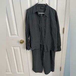 Liz Claiborne Grey Striped Womens Petite 10 3‎ Piece Set